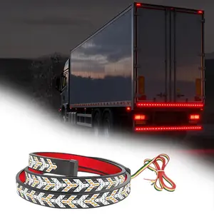 60Inch LED Tailgate Light Bar, Full Function Brake, Reverse, Amber Turn Signal, Fit for Pickup LED Work Light Strips, LED Tailgate Light Bar with Fall Warning Signal, Arrow Turn Signals, IP67 Waterproof, Red & Amber Bright LEDs, Ambient Lighting  Lightbar