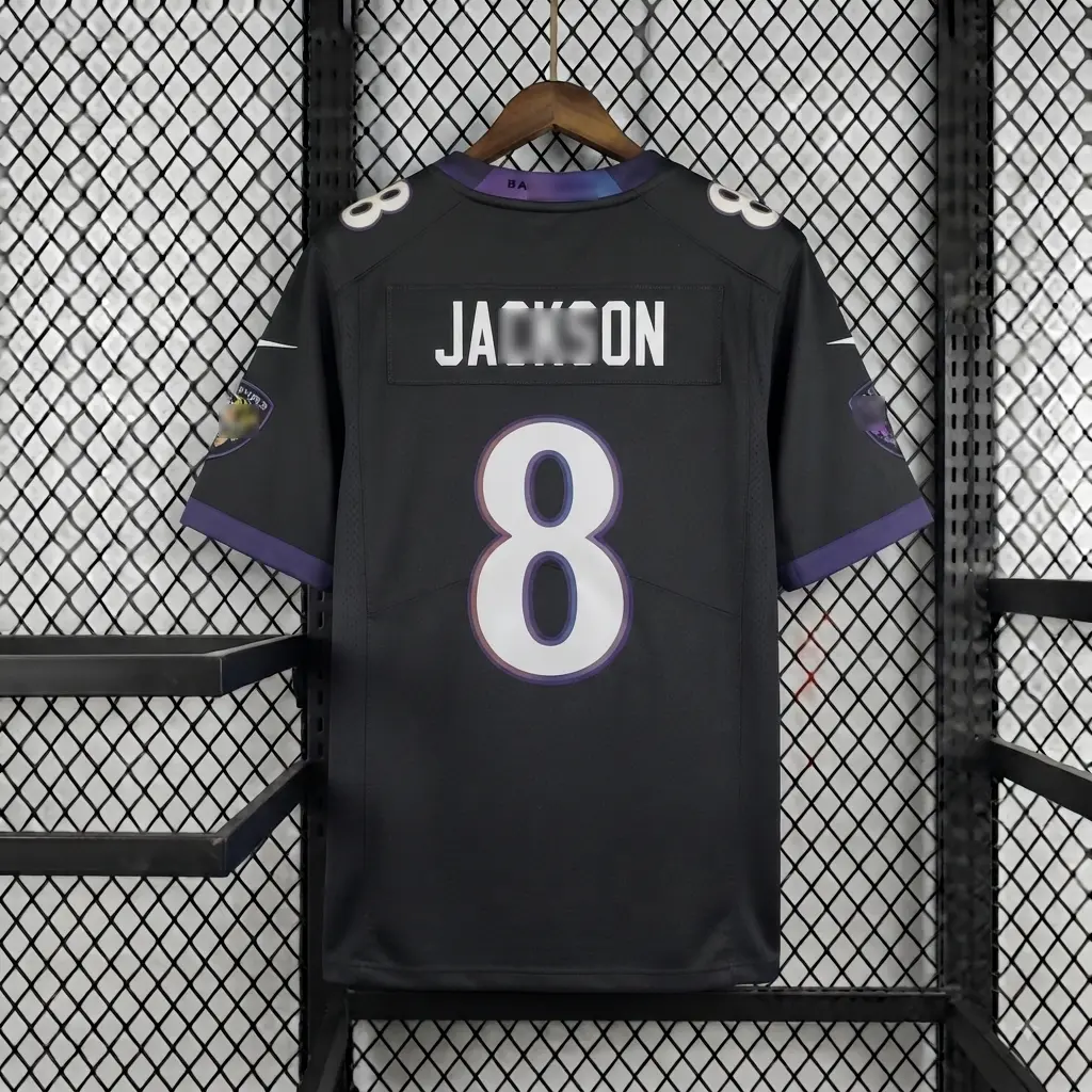 Men's #8 Black Alternate Game Jersey, Football Jersey, Unisex Streetwear Style