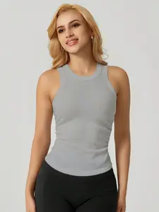 Women's Plain Sleeveless Sports Tank Top, Sports Vest Top, Comfortable Breathable Workout Shirt, Ideal for Yoga Fitness Training Running, All Seasons Wear