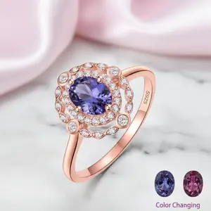 Lab Grown Alexandrite Gemstone Engagement Ring
