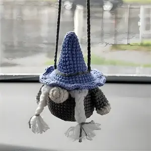 Cute Bat Halloween Car Accessories Handmade Crochet Rearview Mirror Hanging Ornament Interior Decor Gift for Women & Men