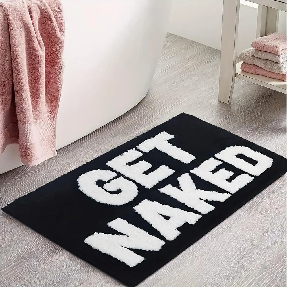 Letter Pattern Bath Mat and Bath Rug, Multi-Size Non-Slip Soft Absorbent Floor Mat, Decorative Bathroom Rug for Home, Hotel, Salon and Dormitory