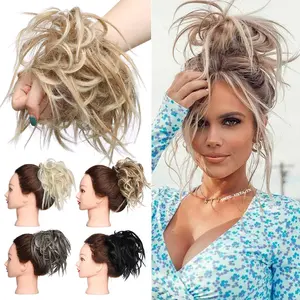 Large Tousled Messy Bun Hair Scrunchies Voluminous Ponytail Wrap Hair Extension