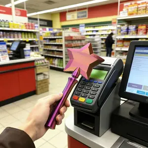 3D Printed Magic Wand Touchscreen Payment Card Holder, Non-Contact Credit Card Case, Prank Style, Magical Design, Unique Payment Method
