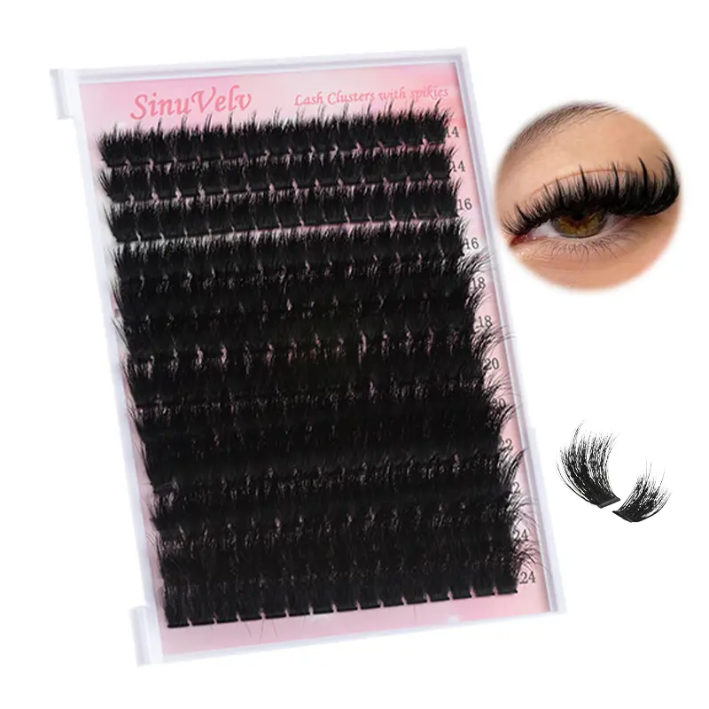 Manga Lash Clusters With Spikes Wispy Cluster Fluffy volume Eyelashes Clusters Reusable 300D Eyelash Clusters 14-24MM Thick Wispy D Curl  Fluffy Cluster Eyelash Extensions