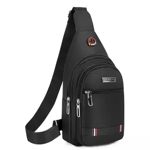 Crossbody Sling Backpacks Sling Bag For Men, Small Shoulder Backpack Motorcycle Chest Bags One Strap Backpack with Headphone Hole