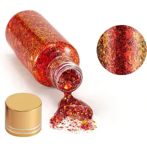 Holographic Body Glitter Gel, Mermaid Sequins Face Glitter Makeup for Body, Hair, Face, Nail, Eyeshadow, Long Lasting Waterproof Party Glitter for Festival Stage Nightclubs, 1oz (Laser Blue) springtok