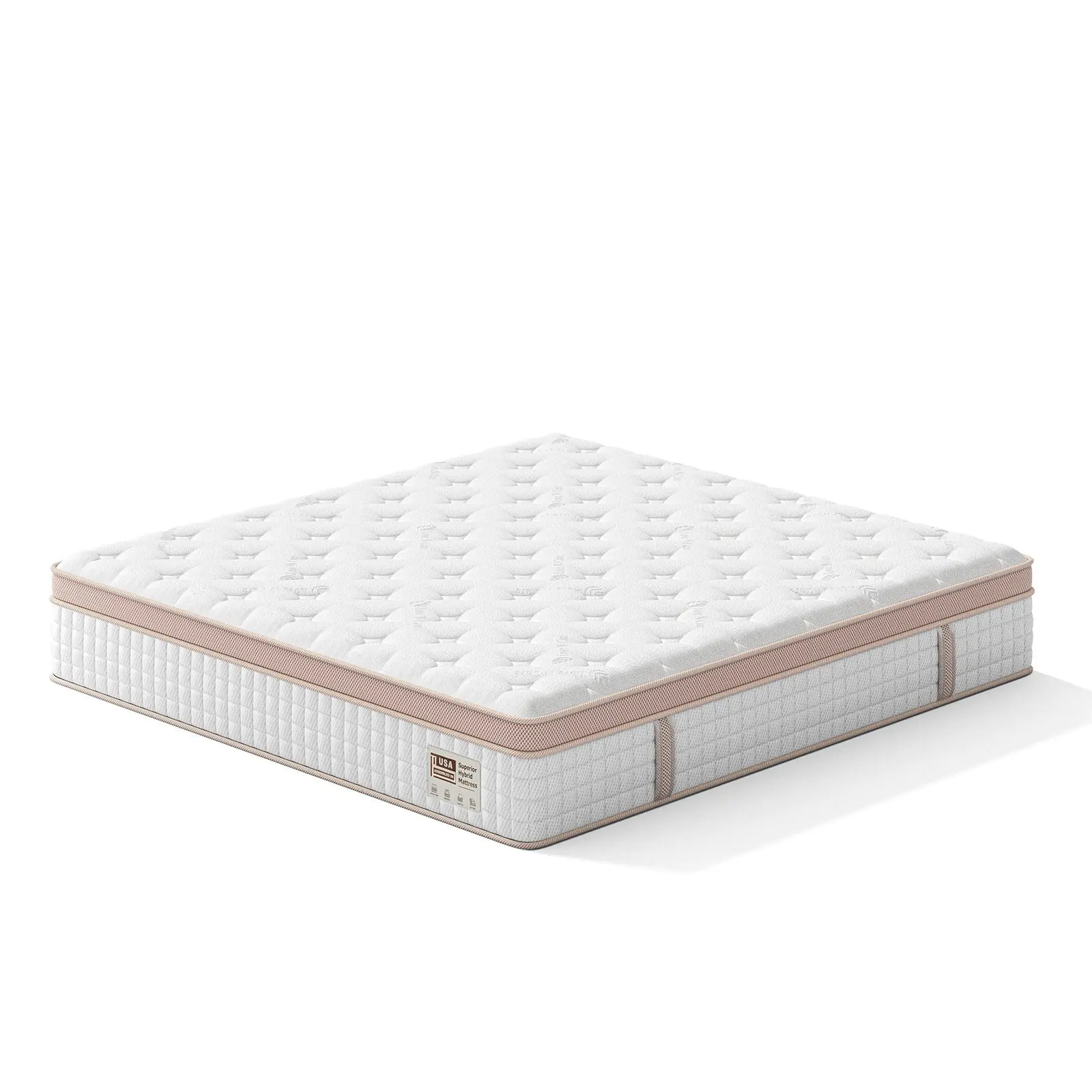 12" Firm Hybrid Mattress, Gel Memory Foam & Pocket Springs, Pressure Relief, Motion Isolation, Ergonomic Bed - White - King