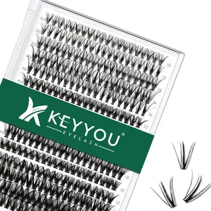 KEYYOU Lash Clusters 300pcs Individual Lashes, 30D40D50D 0.07C Curl 10-18MIX DIY Eyelash Extension, Soft & Natural Volume Cluster Lashes with Large Tray