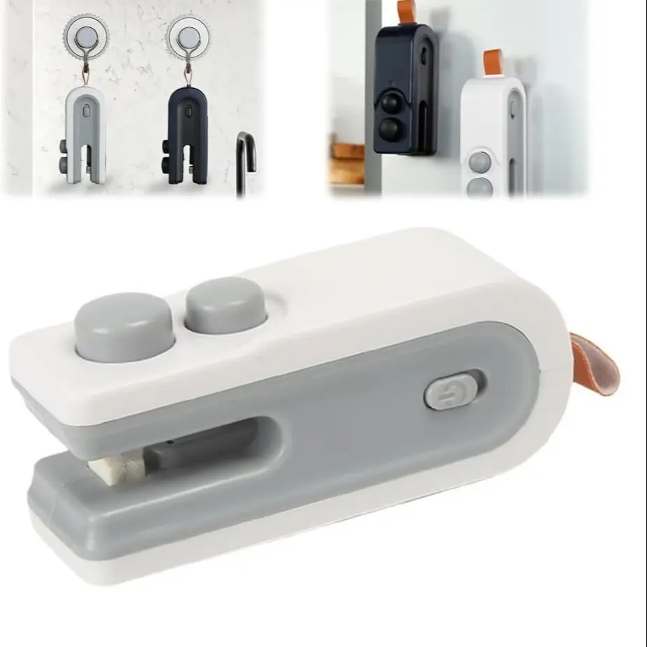 2026 Mini Sealing Machine with Cutter & Magnet, USB Rechargeable Chip Sealer, Portable Heat Vacuum Sealer, Food Bag Maker ()