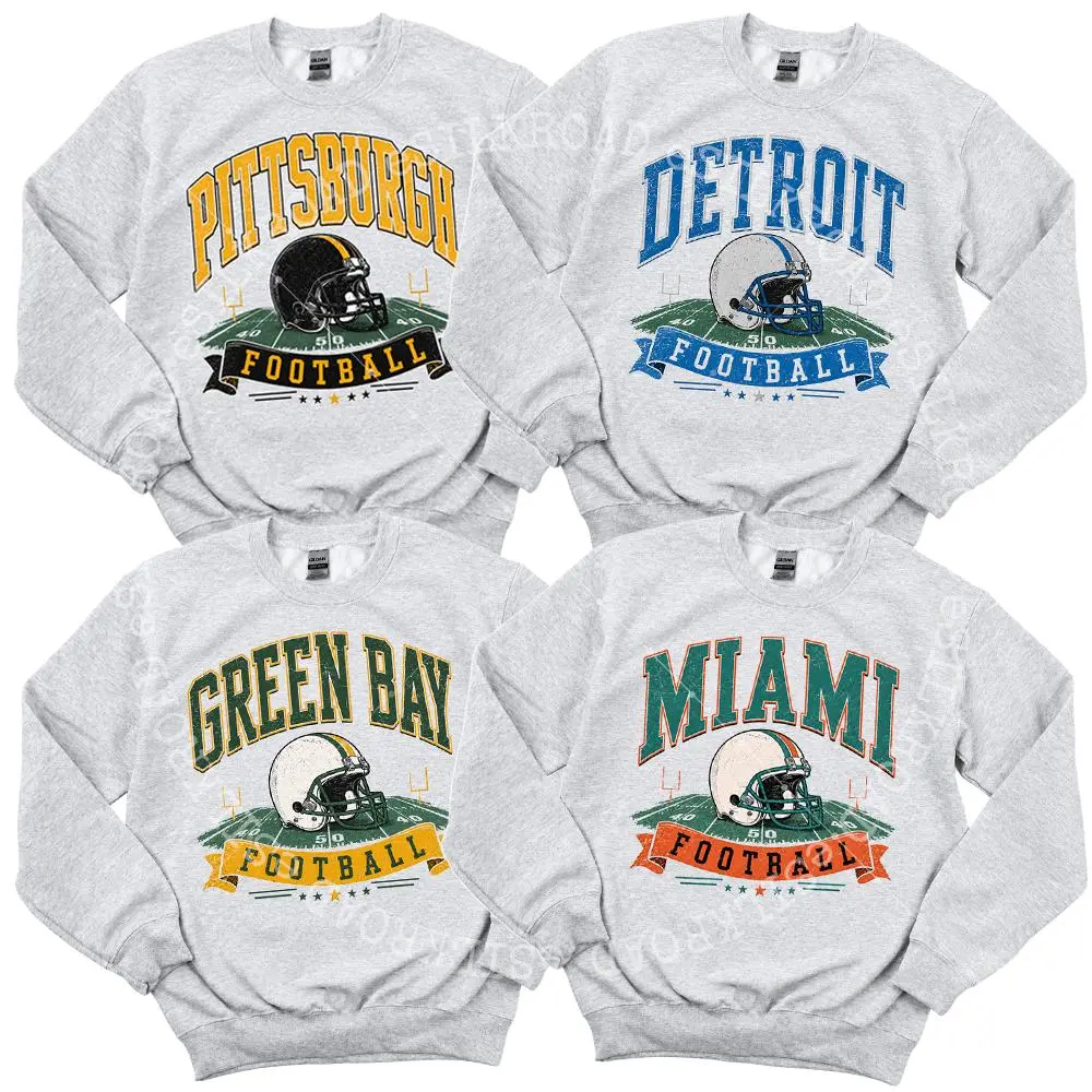 Vintage 90s All Team Football Sweatshirt, Ash Grey Color Retro, Game Day Crewneck, Unisex Pullover for Men and Women, Classic Sportswear for Football Lovers