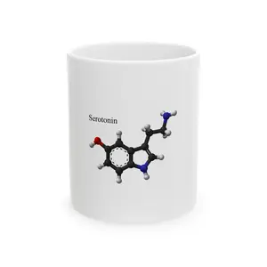Ceramic Serotonin Molecule Mug 11oz/15oz Glossy Tea Reusable Washable Coffee Cup for Science Lovers & Mental Health Awareness Gifts
