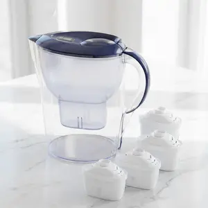 Stylish 10-Cup 3.5L BPA-Free Water Filter Pitcher with Lid and 4 Filters, Reduces TDS, Fits Standard Fridge Size for Clean Drinking Water