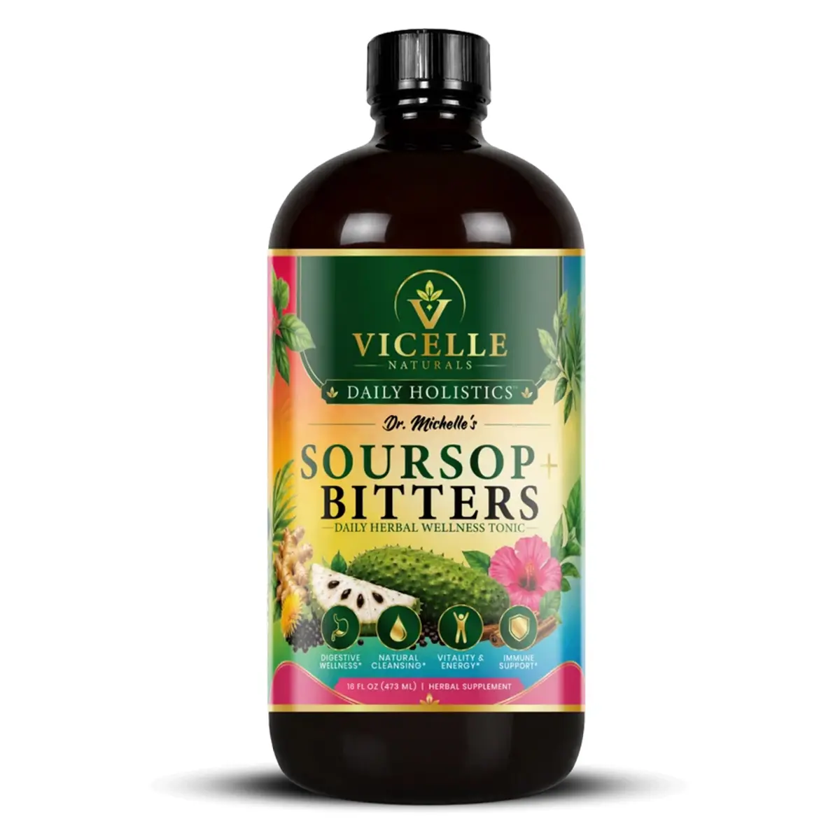 Vicelle Naturals Soursop Bitters, 4 oz Bottle – Herbal Soursop Blend for Digestive Support, Daily Wellness & Natural Herbal Support