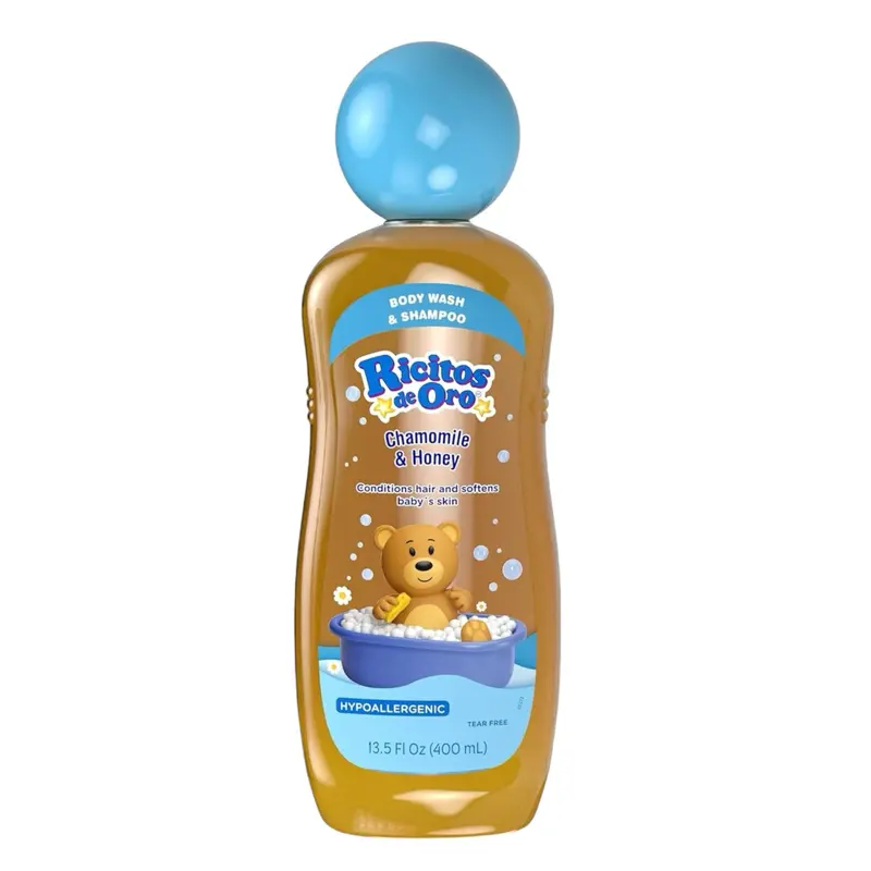 Ricitos de Oro 2-in-1 Baby Shampoo and Body Wash with Chamomile & Honey, Gentle Tear-Free Formula for Newborns & Toddlers, Sensitive Skin Care with Mild Scent, No Harsh Ingredients, 13.5 fl oz, 1-Pack