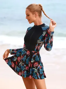 Women's Sporty Short Pants Conservative One-Piece Skirt Swimsuit, Modest Swimsuits, Stylish Swimwear for Beach & Pool, Comfortable and Trendy Design