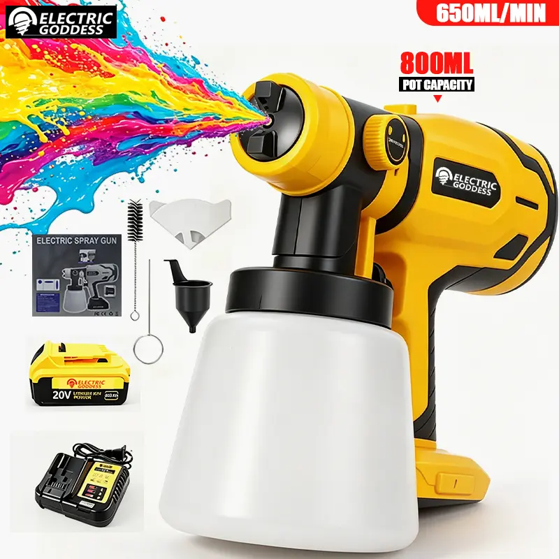 【DealsForYouDays】Cordless and Handheld Spray Gun - 180W High-Pressure Low-Fog Cordless Sprayer Attachment, 800ml Tank, DeWalt 20V Batteries Compatible, Cleaning/Blowing Dual Modes, Easy to Clean for DIY Spraying Work on Furniture, Cabinets