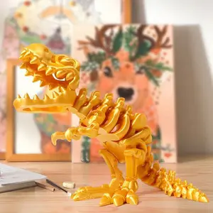 3D Printed T-Rex Dinosaur Skeleton Model Portable Articulated Collectible Toy Home Decoration Ornament
