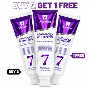 【3PC Value Pack】7 Pro Purple Teeth Whitening Toothpaste | Color-Correcting Whitening | Enamel Care + Probiotics | Brightens Yellow Teeth