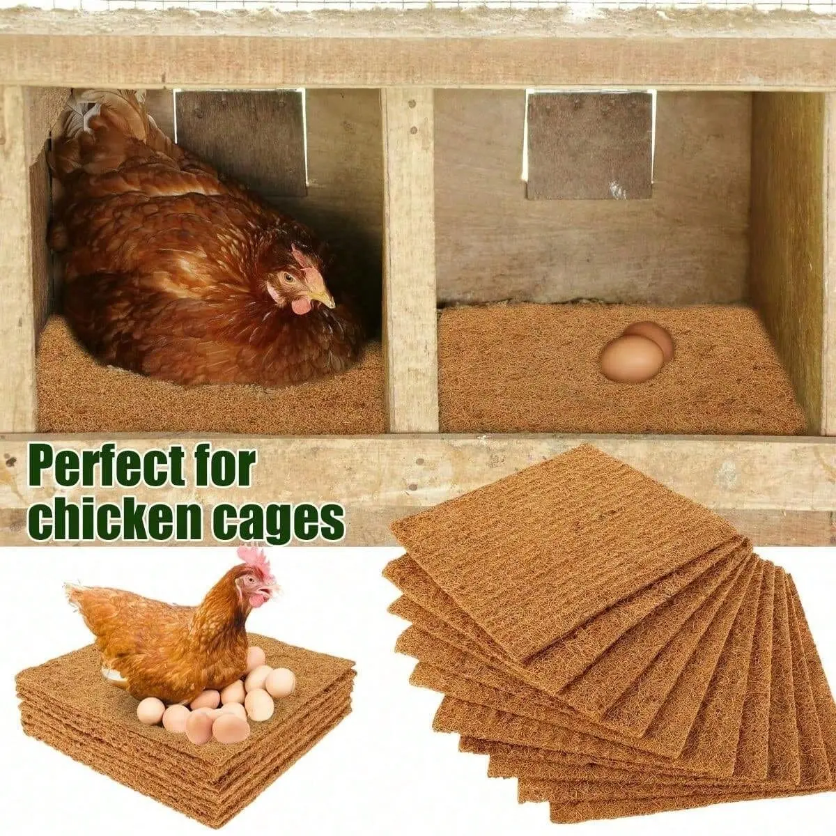 6-Pack 11.8-Inch Square Chicken Coop Mats, Chicken Coop Liners, Soft Absorbent Resting Hen Bedding, Home Poultry Farm Pad, Egg Laying Chicken Supplies, Shape