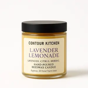 Contour Kitchen Lavender Lemonade Candle - Hand-Poured Beeswax with Lavender Citrus & Herbal Scent - 20 Hour Burn Time Decor Decoration Ornaments Perfume Glass Minimalist Room Jar Light Aroma Wick Scented Flower