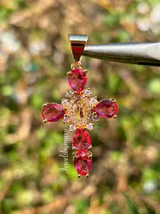 Hot pink virgencita pendant