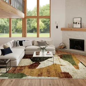 Nourison Nordic Abstract Indoor Area Rug, Geometric Graphic Household Decorative Rug for Living Room Floor, Abstract Area Rugs