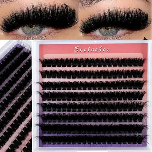 160pcs D Curl False Eyelashes Extension Kit, DIY Eyelash Extensions, Fluffy Cluster Eyelash, Thick Volume Lash Set, Curl Cluster Lashes, Multiple Sizes Available, Dramatic Look, Perfect for Daily Use & Special Occasions