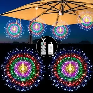 2Pack Copper Wire 200LED Starburst Lights Hanging Sphere Fairy Lights 8 Modes Dimmable Remote Control for Indoors Outdoors Christmas Decoration
