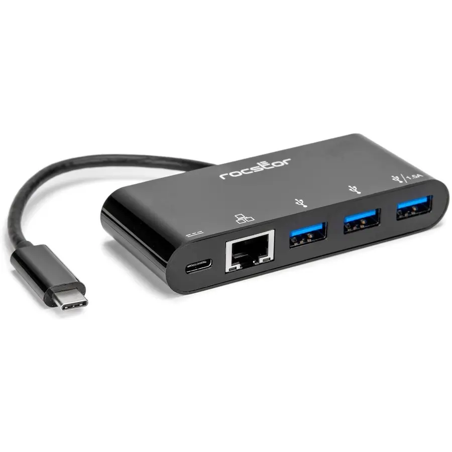 Rocstor USB-C to 3-Port USB-A USB-C & RJ45 Multiport Adapter USB 3.0 Hub