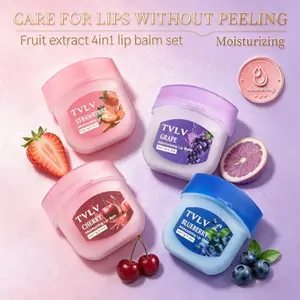 4 Flavors Fruit Extract Hydrating Lip Balm Set, Moisturizing Lip Care Cosmetics for Dry Cracked Lips Moisturizer Moisture