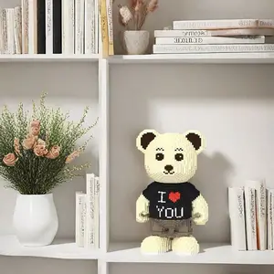 5500pcs Lucky Bear 3D Puzzle STEM Building Blocks Creative Decoration, Birthday Halloween Valentine Christmas Gift, Desk Ornament