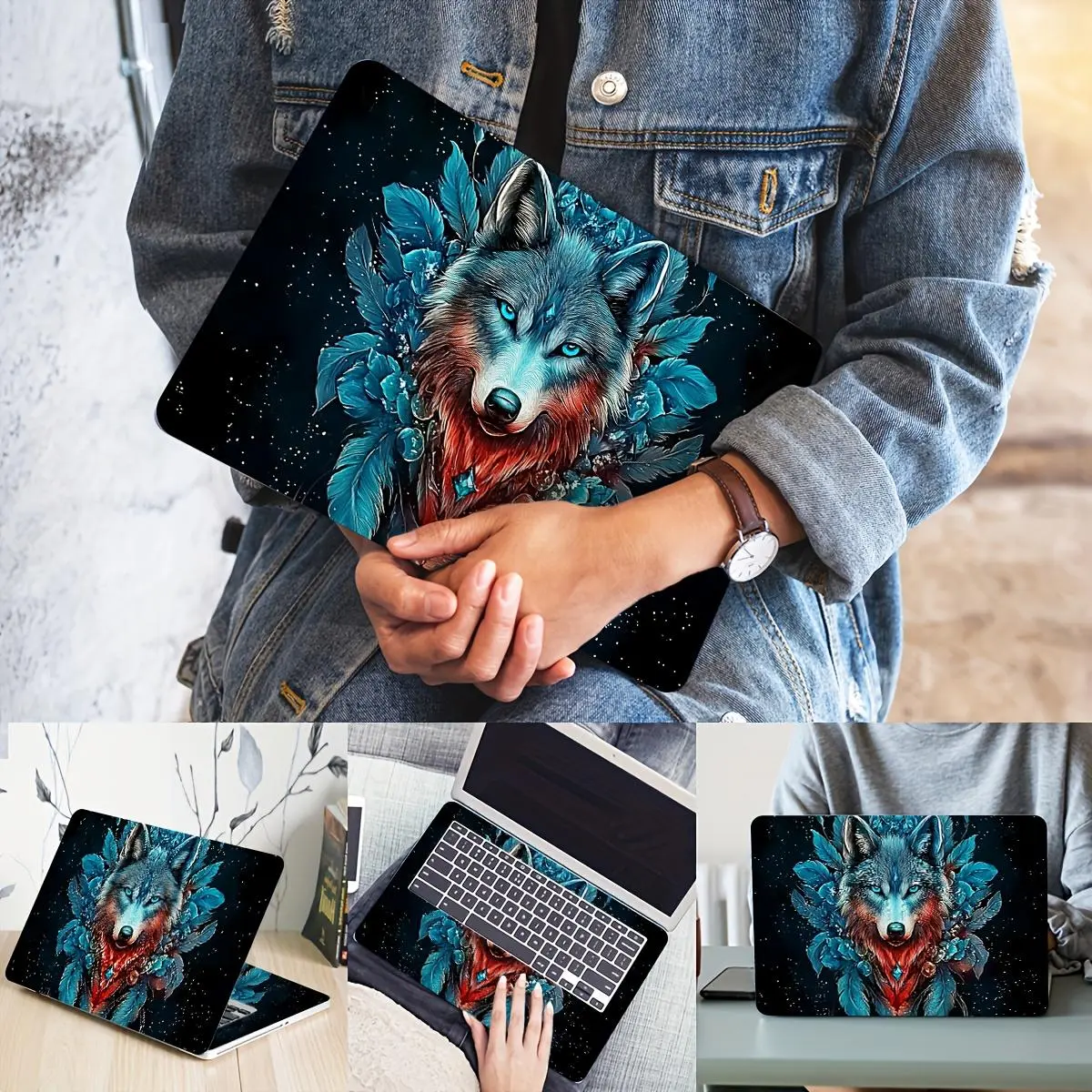 Wolf Pattern Laptop Skin, Waterproof & Anti-scratch Laptop Sticker, Laptop Decoration Skin for Laptop, Car, Helmet, Motorcycle & Refrigerator