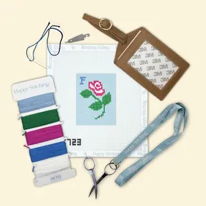 Happy Stitching - Flower Power Needlepoint Luggage Tag Kit - Mahjong Gifts - Self Finishing Needlepoint Kit