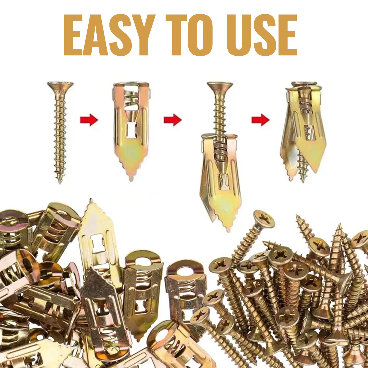 FIREHELP Galvanized Durable Curtain Drywall Anchors Kit - 300 Pcs Self-Drilling, No Drill Needed, Corrosion Resistance, Includes Anchors, Screws, Adjustable Hooks & Bracket for Home Quick Install, Easy Hang