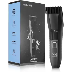 Manscape Men's Beard Trimmer, 20 Length Adjustable Blade Wheel,Stainless Steel T-Blade for Precision Facial Hair Trimming, Cordless Hair Clipper IPX7 Waterproof, LED Display(Black)