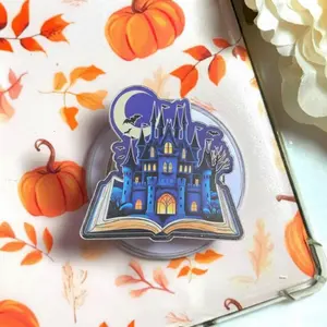 Spooky Haunted Castle Book MagSafe Phone Grip, Magnetic Pop Socket Kickstand, Gothic Halloween Phone Holder Gift