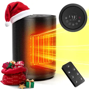 KISSAIR Space Heaters ,Portable Heater with Remote,LED Display, Overheat Protection + Tip-Over Switch, 2-Speed Power + Eco Mode, Adjustable Cool/Warm/Hot Air, 24-Hour Timer, 1500W PTC Ceramic Electric Heater with Thermostat for Inside,Office
