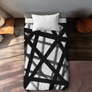 360 Stand Twin Extra Long Duvet Cover - C1DCTXLWD684WK, Abstract Bold Lines, Modern Art Contemporary Design, Breathable Fabric Printed Face, Home Bedding Textile Soft Furnishing, Decorative Duvet Cover, Duvet Cover Sets