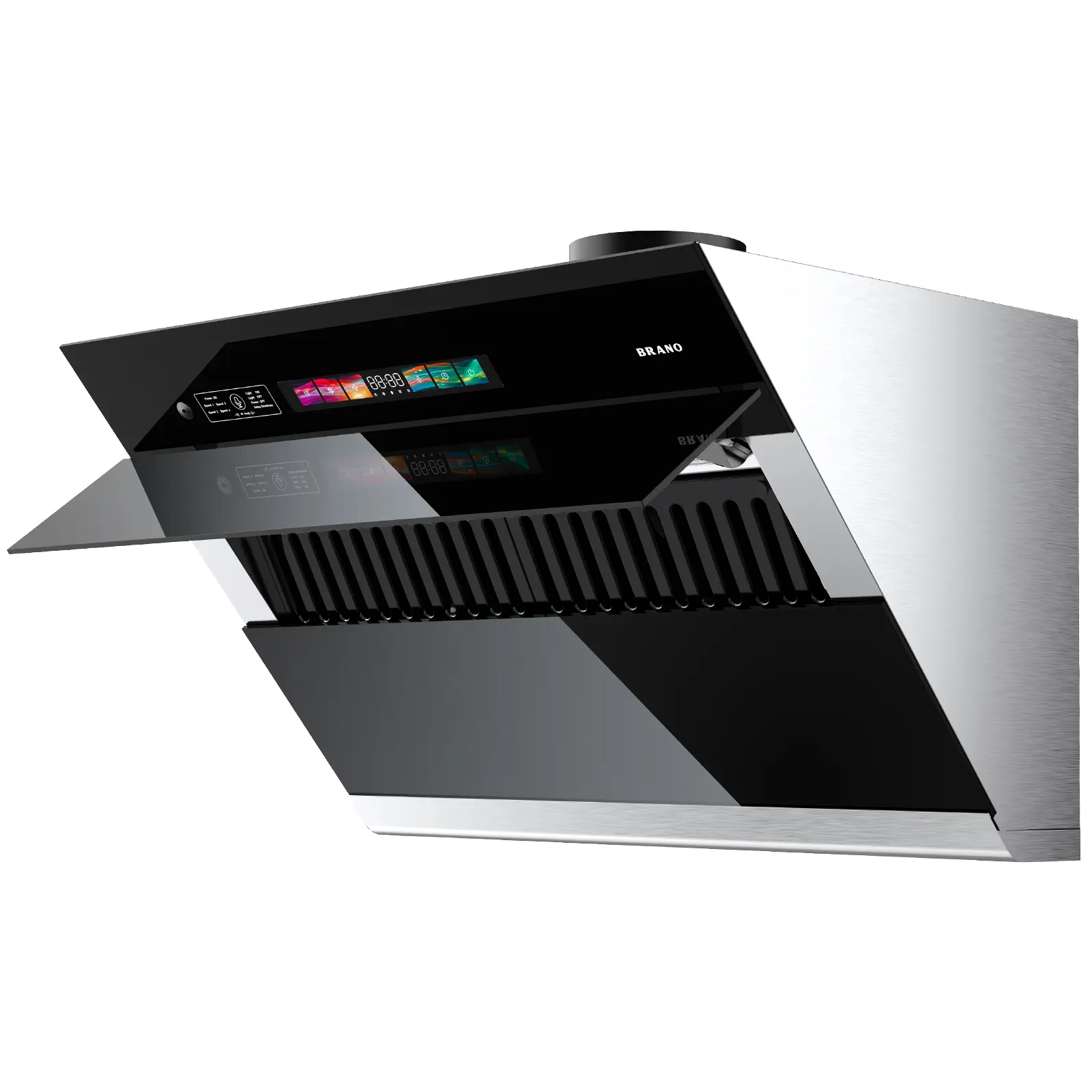900 CFM Smart Range Hood with Powerful Smoke Capture, Voice & Gesture Control, Black Glass Kitchen Vent Hood with 4 LED Lights