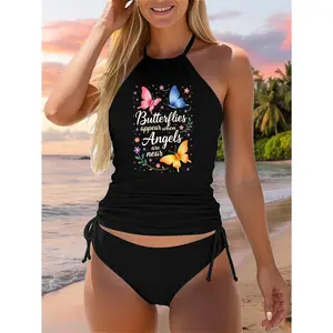 Nature Flowers Butterflies Appear When Angels Are Near Quote Two Piece Swimsuit