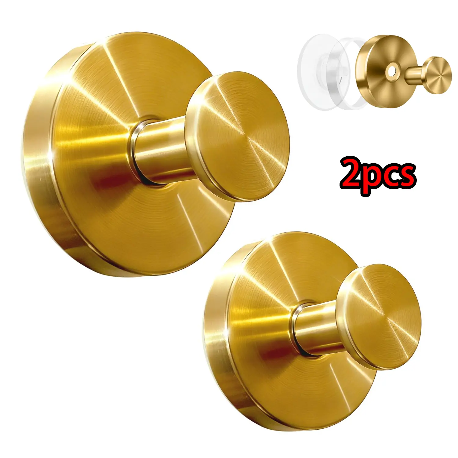 Sturdy Suction Cup Hooks for Bathroom, Damage-Free Waterproof Shower Hooks, No Tools Required (2 PCS)