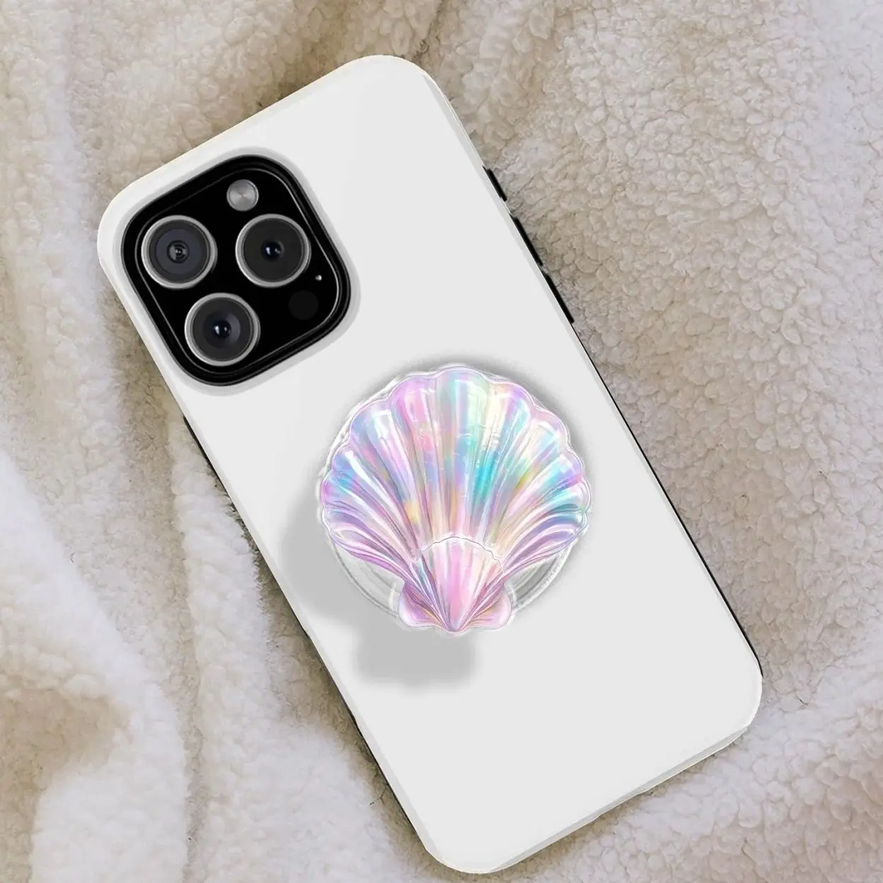 Iridescent Seashell Phone Grip, Mermaidcore MagSafe Mobile Stand