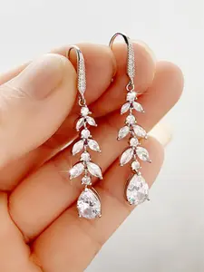 Water Drop Shaped Rhinestone Decor Dangle Earrings (1 Pair), High Quality Earrings, Fashionable Jewelry for Women for Party, Daily Clothing Decor, Bling Stylish Accessory, Trendy Wedding Engagement Anniversary Party Jewelry Gifts