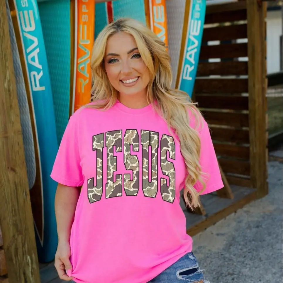 Distressed Camo Jesus T-Shirt