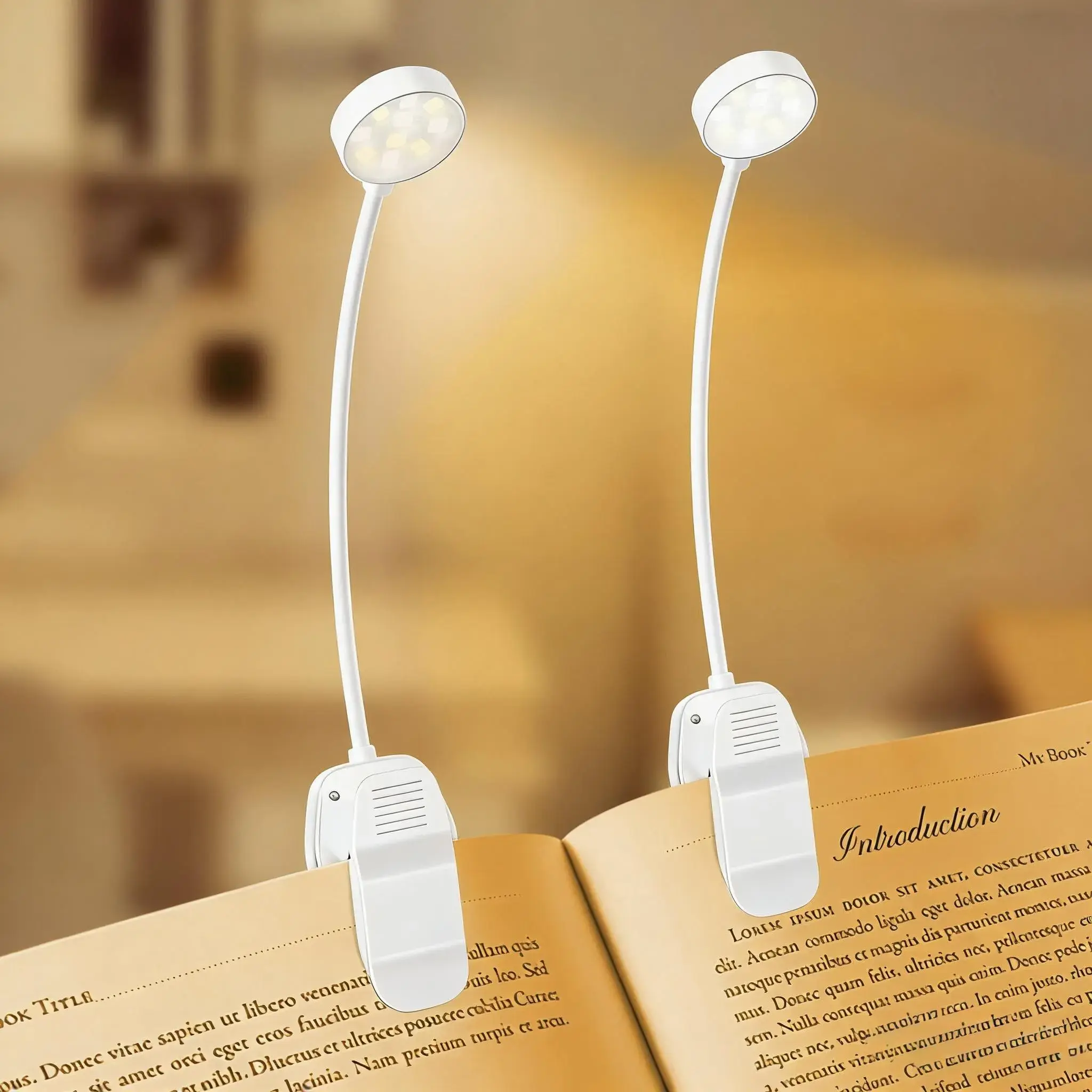 Portable Clip-On Reading Light, USB-Rechargeable with Long Battery Life, Dimmable for Night Reading & Modern Ambient Lighting in Home Settings