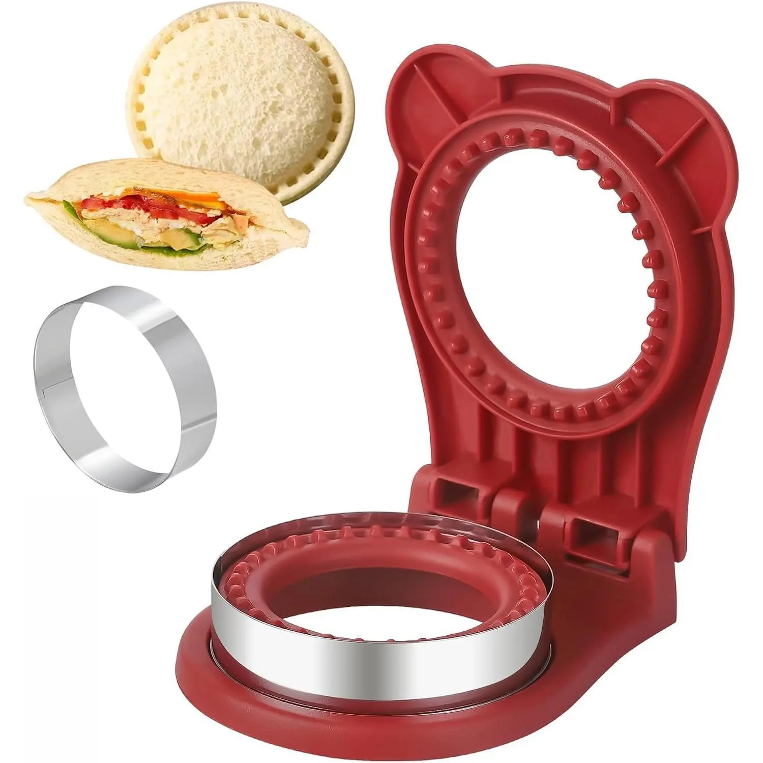 Sandwich Cutter and Sealer, Stainless Steel Uncrustable Sandwich Maker with CrimperRound Circle Shape for Peanut Butter Jelly, Pancake, CookieCrustless Bread Sealer for Lunchboxes,Uncrustable Sandwich Maker,Pocket Circle Shape
