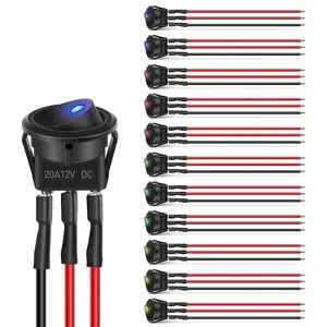 Nilight 12Pcs Round Shape 12V 20A Max On/Off Toggle LED Switch With Wires