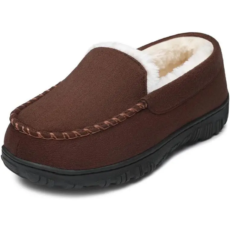 SHOESLOCKER Boys' Stylish Suede Knee-High Square Toe Moccasin Anti-Skid Slippers - Memory Foam, EVA Material, Zipper Closure, Secure Fit, Indoor-Outdoor Use, Knee High Heels Design, Anti-Skid Sole, Classic Suede, Moccasin Slippers