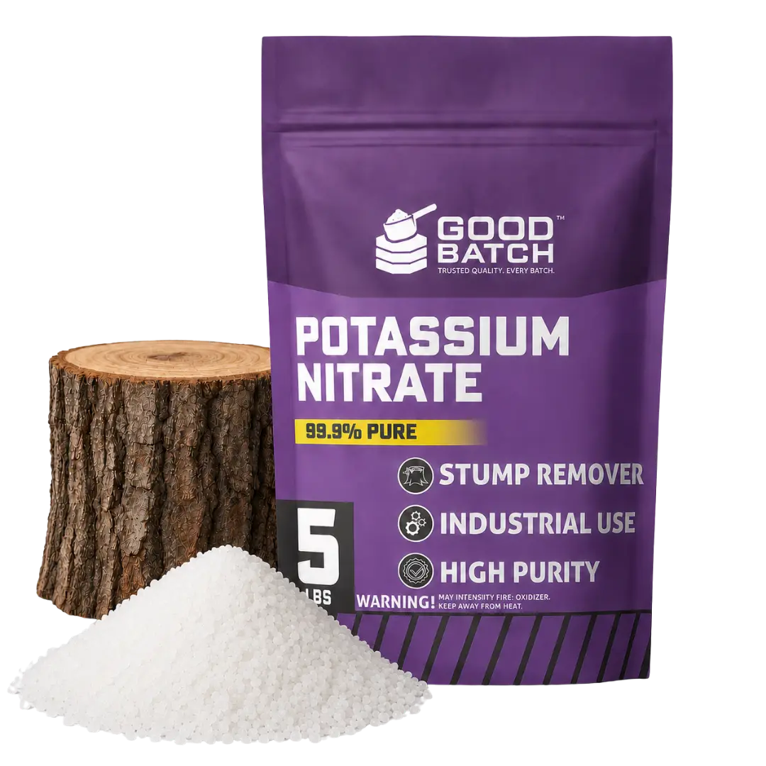 Potassium Nitrate Stump Remover - 5 LB - 99.9% Pure KNO3 Granules - Drill & Pour - Water Soluble for Tree Stumps, Hydroponics, Industrial & Laboratory Use